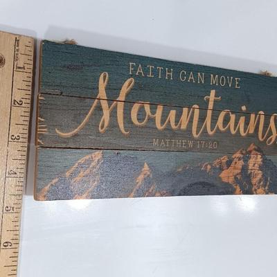 Wooden wall art - wooden Jesus - and Faith can move Mountains. Matthew 17:20
