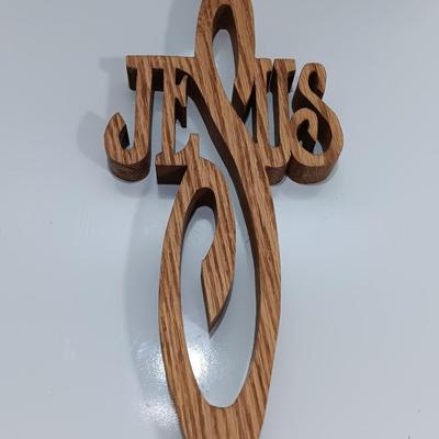 Wooden wall art - wooden Jesus - and Faith can move Mountains. Matthew 17:20