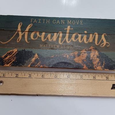 Wooden wall art - wooden Jesus - and Faith can move Mountains. Matthew 17:20