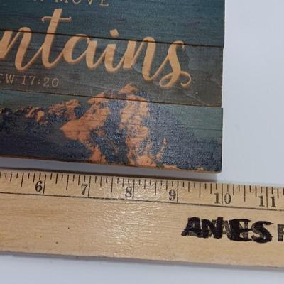 Wooden wall art - wooden Jesus - and Faith can move Mountains. Matthew 17:20