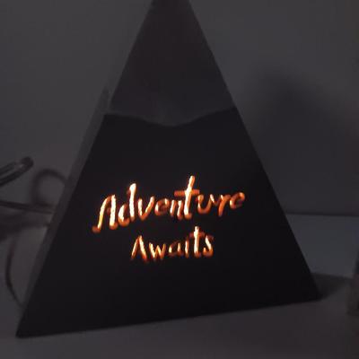 Adventure awaits! wooden accent light, and a Save for your next Adventure glass front wood framed fund bank