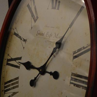 Large Battery Powered Wall Clock, Pressed Metal 34.5x22