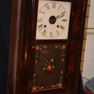 Very Vintage Hand Painted Wall Clock, Not Working 27x16