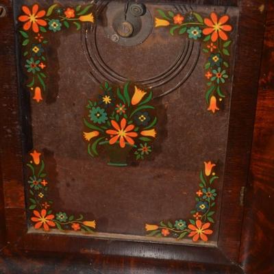 Very Vintage Hand Painted Wall Clock, Not Working 27x16