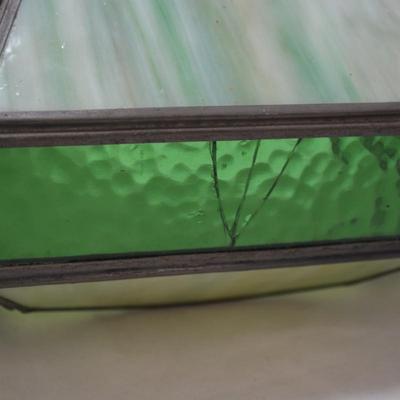 Green Stained Glass Lamp Shade, Octagonal 14.5x7.5