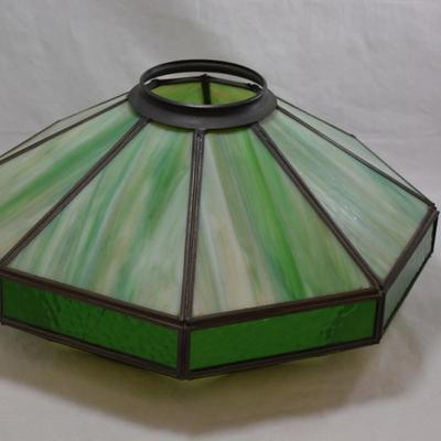 Green Stained Glass Lamp Shade, Octagonal 14.5x7.5