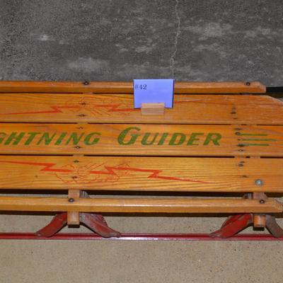 Vintage "Lightning Guider" Metal Runner Sled 56.5"