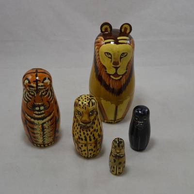 Wild Large Cats Nesting Dolls 7"