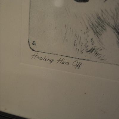 "Heading Him Off" Lithograph Print, R.H. Palenoke 15x12