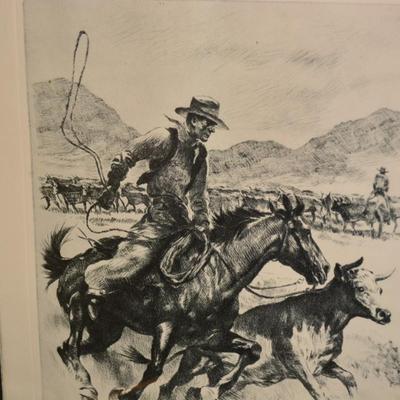 "Heading Him Off" Lithograph Print, R.H. Palenoke 15x12
