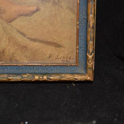 Antique Framed Franz Seraph Von Lenbach Shepherd Boy Print 12.75x8.75