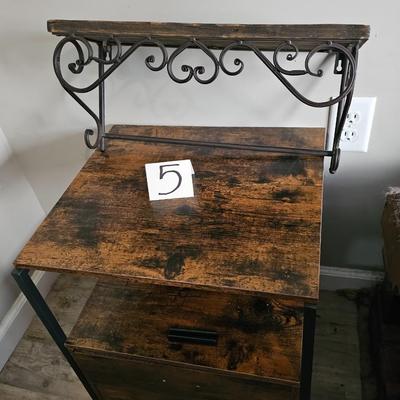 Rustic table and wall shelf