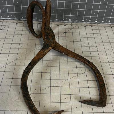 OLD Antique Hand Forged Ice Tongs