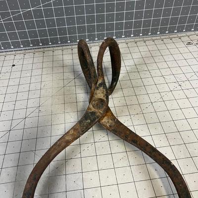 OLD Antique Hand Forged Ice Tongs