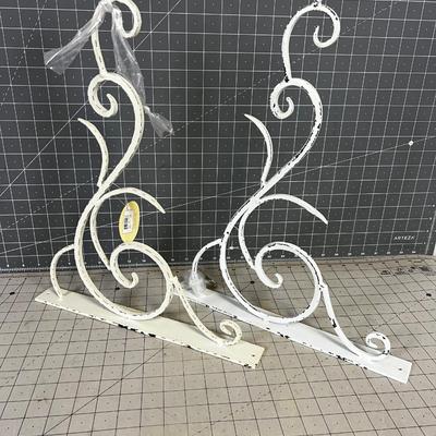 Pair Decretive Iron Wall Hooks Basket Holders