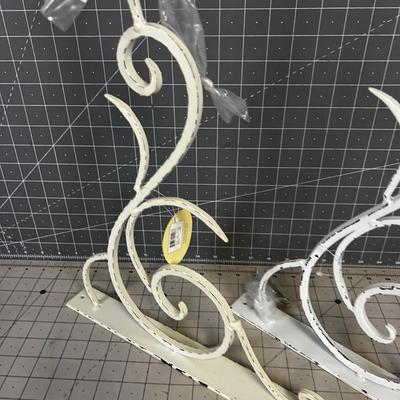 Pair Decretive Iron Wall Hooks Basket Holders