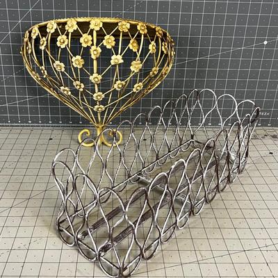 Metal Sconce and Basket Planter 