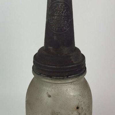 vintage MASTER OIL SPOUT & BALL GLASS JAR