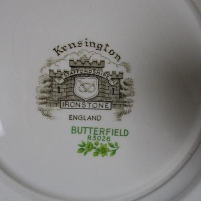 Kensington Ironstone Butterfield Plates With Holder - H