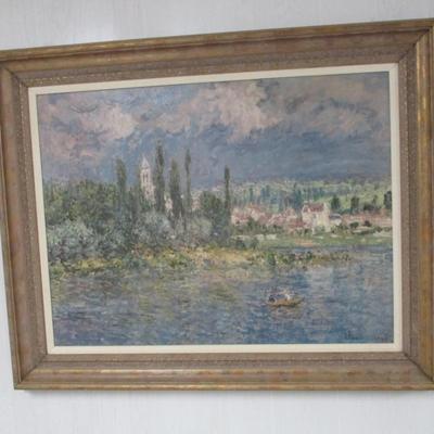 French Town Of Vetheuil Claude Monet Painting - H
