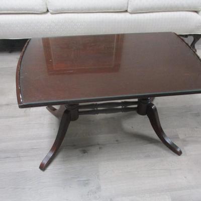 Wood Coffee Table with Glass Top - H
