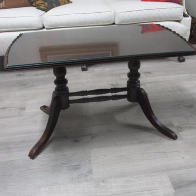 Wood Coffee Table with Glass Top - H