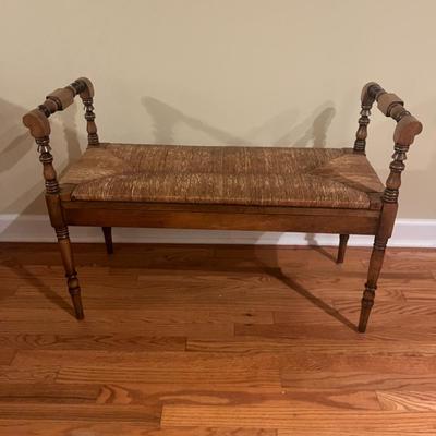 Wooden Bench with Woven Seat (LR-MG)