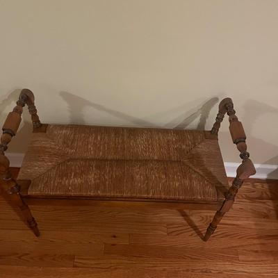 Wooden Bench with Woven Seat (LR-MG)