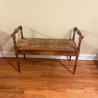 Wooden Bench with Woven Seat (LR-MG)