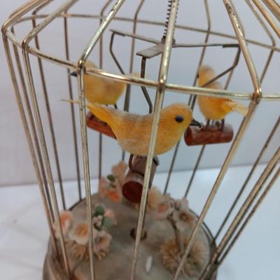 Working! Otto Schmid Three Canaries Twirling Musical Birdcage plays Love Story MÃ©lodie
