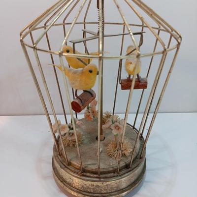 Working! Otto Schmid Three Canaries Twirling Musical Birdcage plays Love Story MÃ©lodie