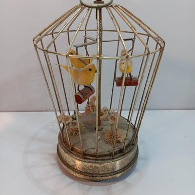 Working! Otto Schmid Three Canaries Twirling Musical Birdcage plays Love Story MÃ©lodie