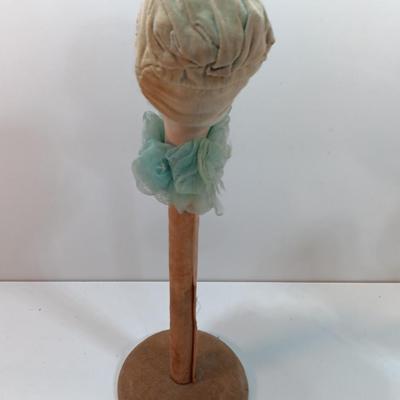 Vintage Side Eye Woman Head Wig/ Hat Stand With felt covered base. "Check your Hat Please"