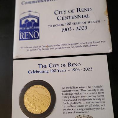 City of Reno Centennial Commemorative Silver Medal