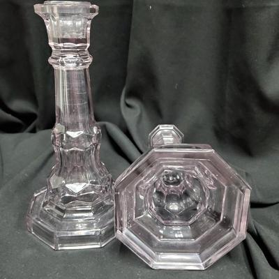 Pressed Glass Candlesticks - Sun purpled