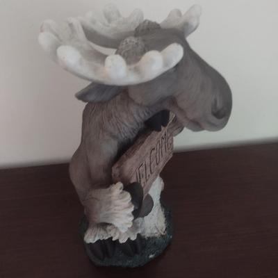 Whimsical Resin Moose Welcome Statuette