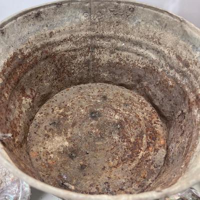 Galvanized farm picking  buckets 1950s porcelain bathroom fixtures