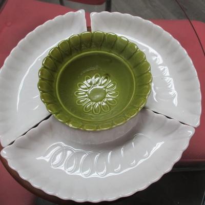 Vintage California Pottery Sunflower Shaped Serving Dish - H