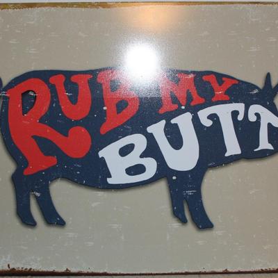 Tin Poster - RUB MY BUTT Pig