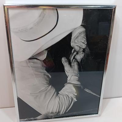 Black and white framed art Cowboy bull rider with a nice lead rope
