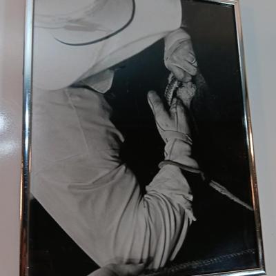 Black and white framed art Cowboy bull rider with a nice lead rope