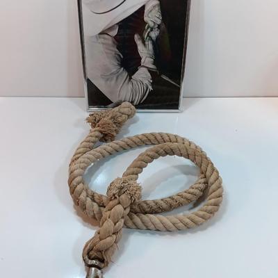 Black and white framed art Cowboy bull rider with a nice lead rope