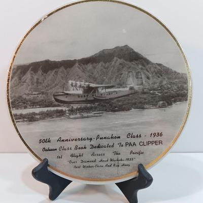50th Anniversary - Punahan class 1936 PAA CLIPPER 1st Hight across the Pacific marble 8" award