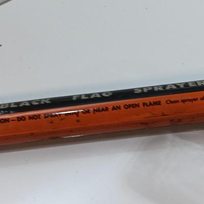Vintage Black Flag Bug Fly Sprayer Orange And Black With Glass Bottle