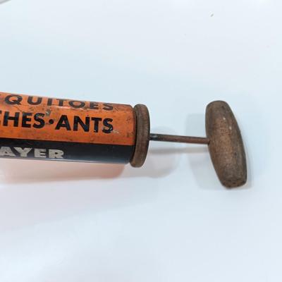 Vintage Black Flag Bug Fly Sprayer Orange And Black With Glass Bottle