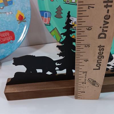 Happy Camper items for your Happy Camper! two plates, a picture frame and metal Bears in Forrest