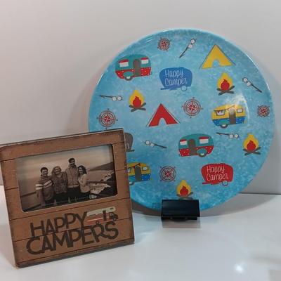 Happy Camper items for your Happy Camper! two plates, a picture frame and metal Bears in Forrest
