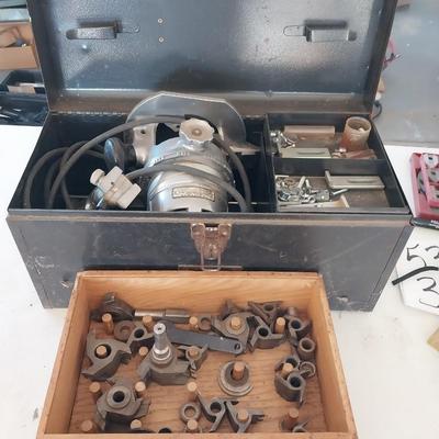 CRAFTSMAN ROUTER AND BITS IN A METAL BOX