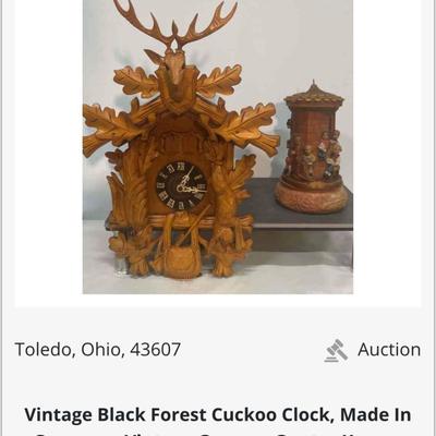 Vintage Black Forest Cuckoo Clock, Made In Germany; Vintage German Gunter Kerzen Hand Carved Eternal Candle 12â€
