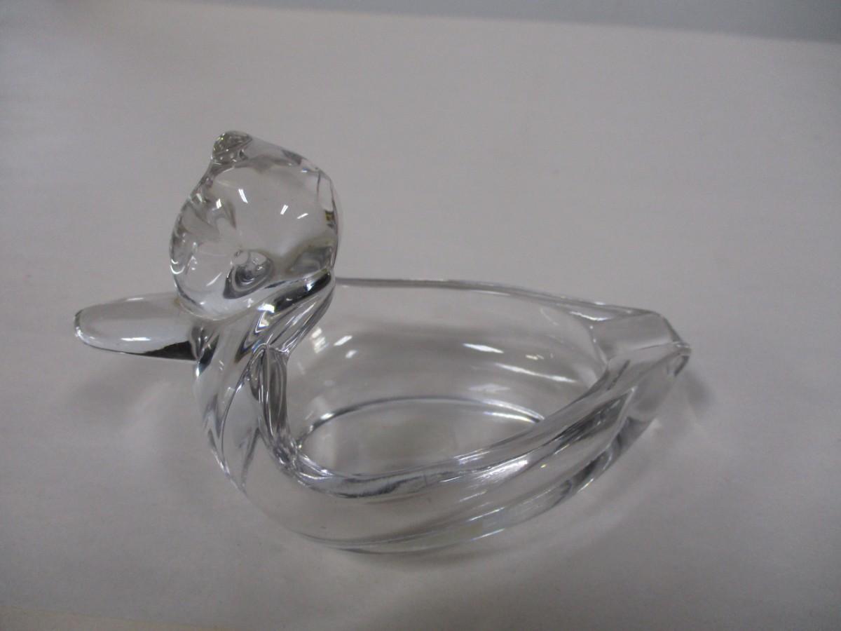 Pair Of Crystal Duck Ashtrays & Glass Decor